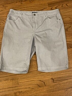 Tribal Women’s Light blue striped Flat Front Shorts. 16
